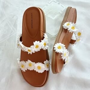 NEW Lucky Brand Pallyon Daisy Sandals Size 10M White & Tan